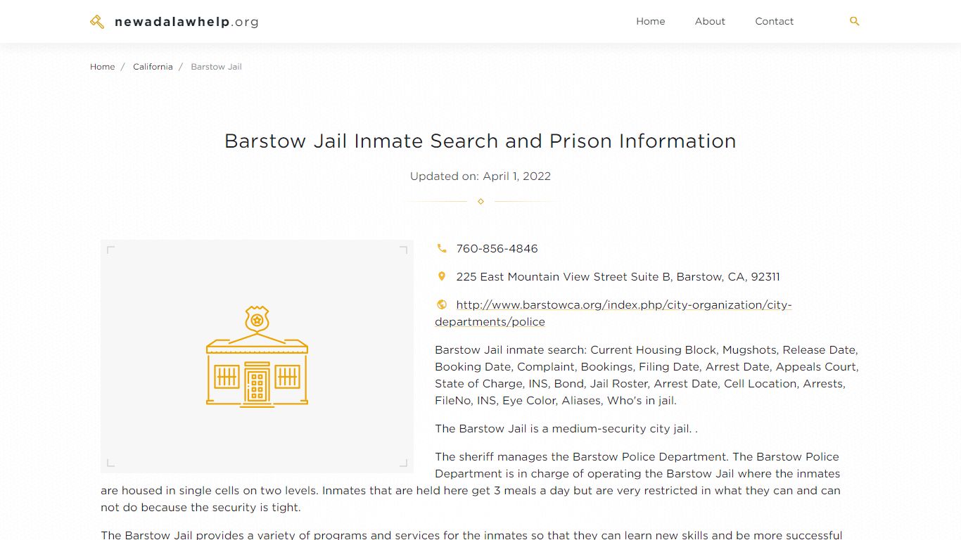 Barstow Jail Inmate Search, Visitation, Phone no ...