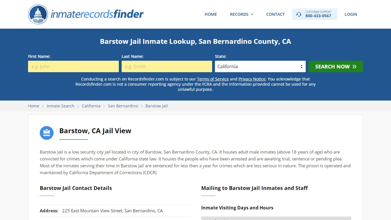 Barstow Jail Roster & Inmate Search, San Bernardino County ...
