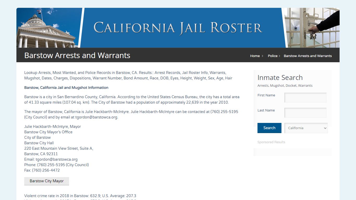 Barstow Arrests and Warrants | Jail Roster Search